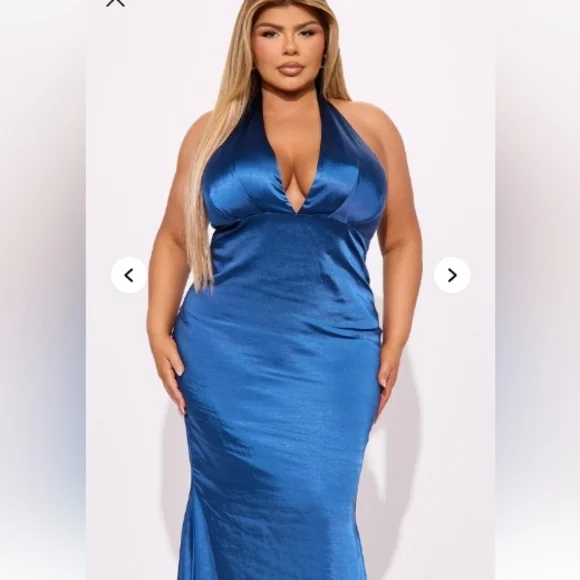 Navy/Sapphire Halter Backless Dress - Picture 5 of 6